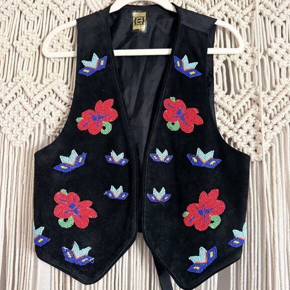 Vintage 1993 Gammon Shire Suede Beaded Vest – Boho Western Statement - Picture 1 of 6
